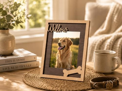 Custom Pet Memorial Frame, Personalized Wooden Picture Frame for Dog, Pet Loss Gift, Dog Mom Gift, Rainbow Bridge Remembrance, Memorial Day Keepsake