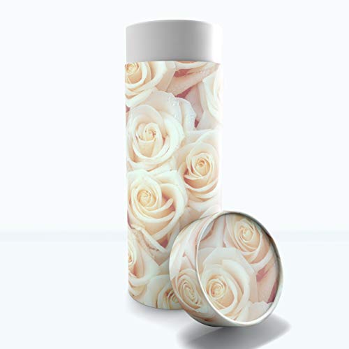 White Roses Scattering Tubes for Human Ashes TSA Approved Scattering Urn and Eco-Friendly Biodegradable Urns for Human Ashes & Biodegradable Urn for Burial at Sea - color: White Roses, size: Small 8.5"x3"