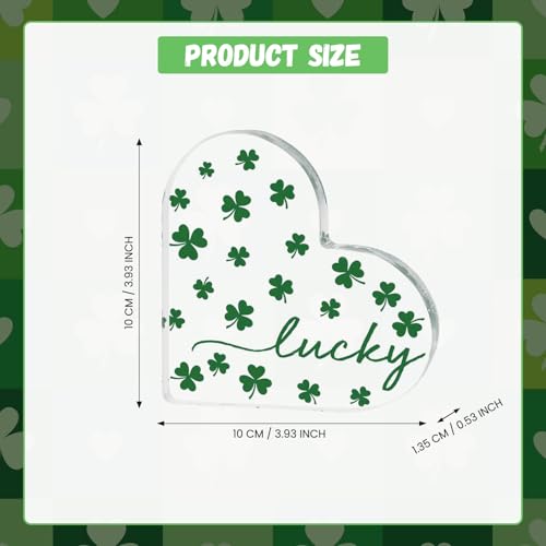 Smile St. Patrick's Day Acrylic Decor - Heart-Shaped Lucky Four-Leaf Clover Tabletop Sign - Irish Holiday Home Mantel Shelf Decoration Gift - style: Four Leaf