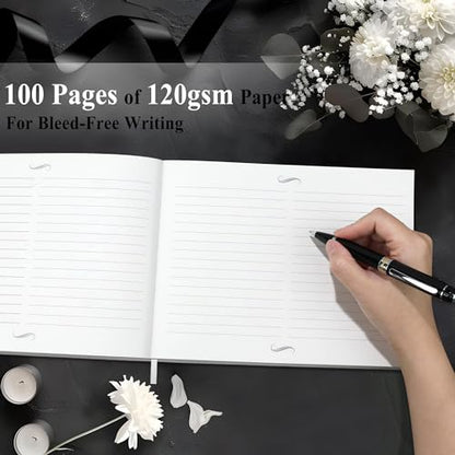 SUNEE Funeral Guest Book for Memorial & Funeral Services – in Loving Memory Funeral Book, Celebration of Life Guest Book with 100 Lined Pages, Table Sign, Ribbon Bookmark and Linen Hardcover, Beige - color: Beige