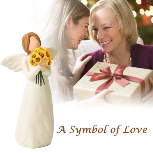 Sunflower Gifts for Women, Guardian Angel Statue Holding Sunflower Figurine | Resin Angels Decorativos Hand-Painted Collectible Sculpture, Home Decor Ornament for Thanksgiving, Mother's Day or Birthday - style: Sunflower Angel