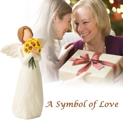 Sunflower Gifts for Women, Guardian Angel Statue Holding Sunflower Figurine | Resin Angels Decorativos Hand-Painted Collectible Sculpture, Home Decor Ornament for Thanksgiving, Mother's Day or Birthday - style: Sunflower Angel