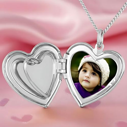 LIFETIME JEWELRY Antique Heart Locket Necklace for Women & Girls That Holds Pictures – 10X Thicker Real 24K Gold Plated Charm – Made in USA with Lifetime Replacement - style: Big White Gold Locket NO Chain