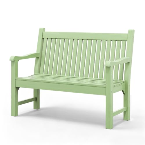 2-Person Outdoor Bench with 700 Lbs Weight Capacity, Green | Poly Lumber Weatherproof Garden Bench Seating for Porch, Balcony and Park, All-Weather Patio Bench Furniture - color: Green