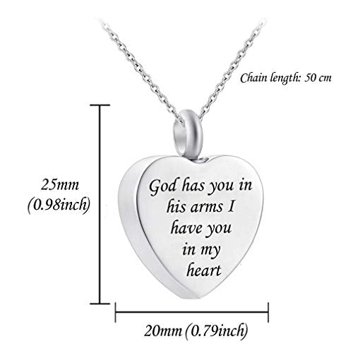 God has You in his arms with Angel Wing Charm Cremation Ashes Jewelry Keepsake Memorial Urn Necklace with Birthstone Crystal - color: October