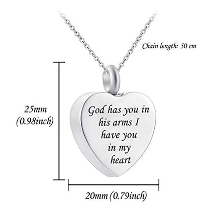 God has You in his arms with Angel Wing Charm Cremation Ashes Jewelry Keepsake Memorial Urn Necklace with Birthstone Crystal - color: October