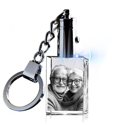 Monume 2D Crystal Photo Keychain – Personalized Laser Engraved Keepsake | Custom Crystal Photo – Personalized Keychain Keepsake – Custom Keychain with Picture for Anniversary, Birthday & More - style: Rectangle