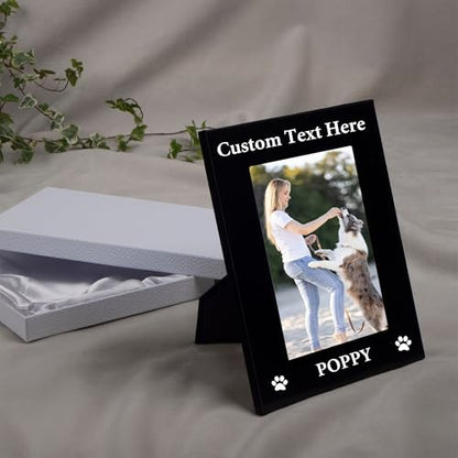 Personalized Pet Picture Frame with Gift Box, 5x7 Aluminum Dog Photo Frame - color: Aluminum Frame, size: Portrait 5X7