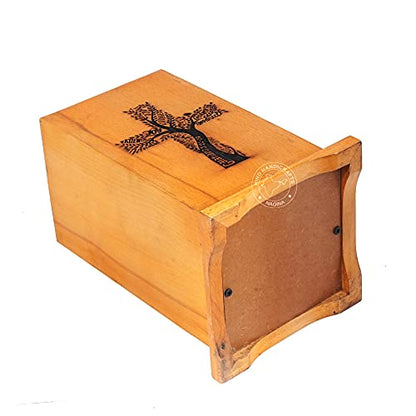 Rosewood Wooden Cremation Urns for Human Ashes Adult - Handcrafted Funeral Memorial Ash Storage Urn - Burial Columbarium (Tree of Life Cross, 250 Cubic Inches) - color: Tree of Life Cross