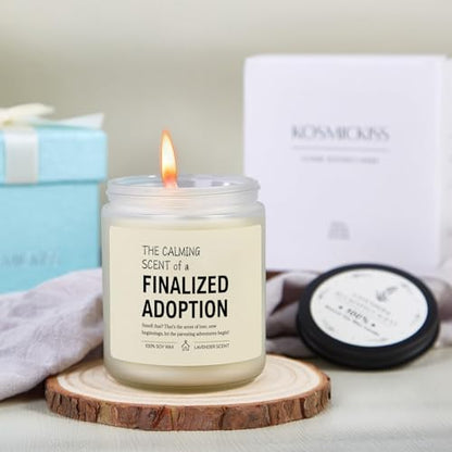 Adoption Gifts for Girls, Boys, Parents, Adoption Day Gifts for Family | New Family Beginnings Gift for Newly Adopted Mom Adoptive Dad, Lavender Scented Candle with Gift Box - color: Adoption Gifts