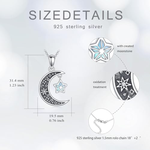 925 Sterling Silver Urn Necklace for Ashes, Teardrop/Tree of Life/Sunflower/Dragonfly/Sea Turtle/Celtic Knot/Elephant/Hummingbird Memorial Cremation Pendant Necklaces for Animal Human Ashes - color: L: Moon Star