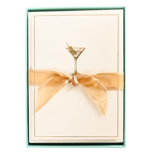 Graphique La Petite Presse Martini Boxed Notes | Blank Note Cards with Envelopes | 10 Count All Occasion Greeting Card Set | 3.25 x 4.75 Inches | High Quality Thick Paper Stationery with Unique Design - color: Martini