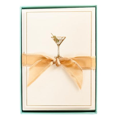 Graphique La Petite Presse Martini Boxed Notes | Blank Note Cards with Envelopes | 10 Count All Occasion Greeting Card Set | 3.25 x 4.75 Inches | High Quality Thick Paper Stationery with Unique Design - color: Martini