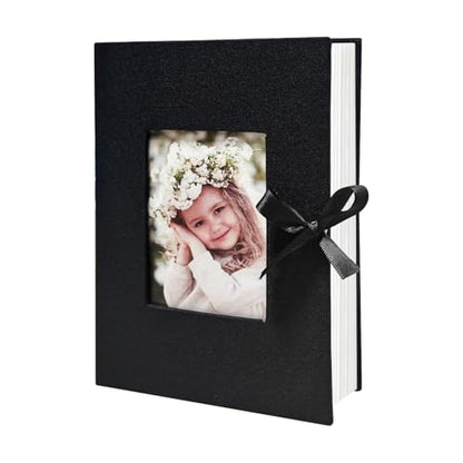 Photo Album 4x6 100 Pockets, Slip-in Picture Albums, Linen Cover Top Loader Vertical Pockets Albums for Baby, Kids Boy Girls, Wedding, Family, Anniversary, Black - color: Black, size: 100 Pockets white Bandage