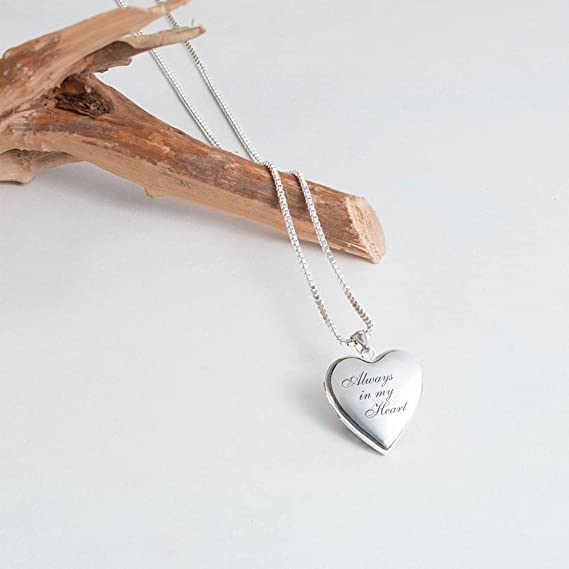 PicturesOnGold.com Personalized Always in My Heart Silver Or Gold Heart Locket Pendant Necklace Jewelry Gifts for Men & Women - 3/4 Inch X 3/4 Inch - Includes 18 inch Cable Chain - style: Stainless Steel - Locket + Photo