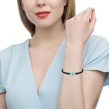 Cremation Bracelet for Pets Ashes Cat Dog Heart Paw Print Pendant Bangle Stainless Steel Memorial Urn Bracelet Cremation Jewelry - color: Rainbow