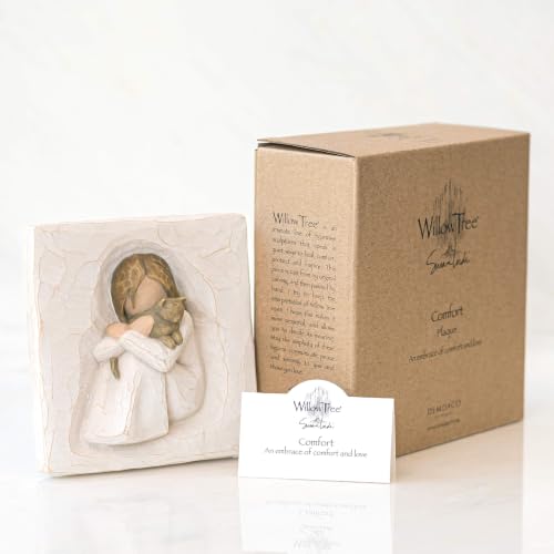 Willow Tree Comfort Plaque, Sculpted Hand-Painted Bas-Relief | Sentiment on Enclosure Card, Keyhole Hanger for Wall Display, Cast from a Susan Lordi Original Carving