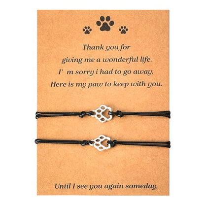 Loss of Dog Sympathy Gift Paw Bracelets Set of 2 Cat Remembrance Memorial Gifts Bereavement Gifts for Loss of Pet in Memory of Dog Bracelet for Dogs Owners Lovers Pet Sympathy Gift for Dogs Cats