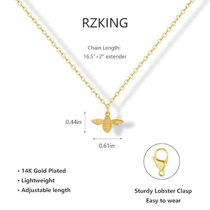 RZKING Golden Necklace for Women, Gifts for Best Friend Sister Mom Daughter - style: Bee