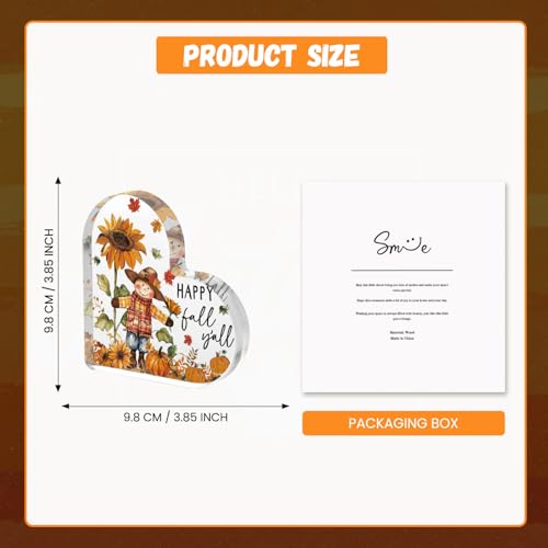 Smile Fall Thanksgiving Acrylic Tabletop Plaque, Happy Fall Y'all Scarecrow Sunflower Pumpkin Maple Leaf Themed Rustic Farmhouse Tiered Tray Sign for Home Kitchen Decor - style: Fall