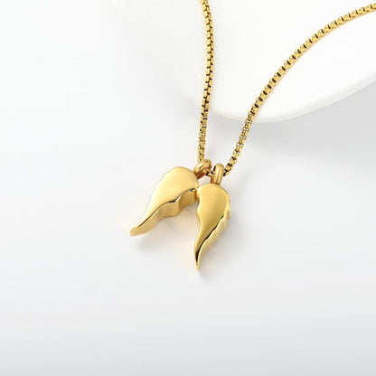 Guardian Wings Memorial Necklace for Ashes – Gold Angel Wing Cremation Pendant for Loved One