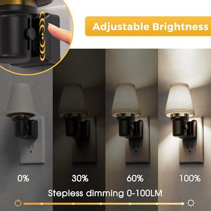 L LOHAS LED Night Lights Plug into Wall, Linen Fabric Night Light - color: Round Platform-5000K, size: 1 Pack