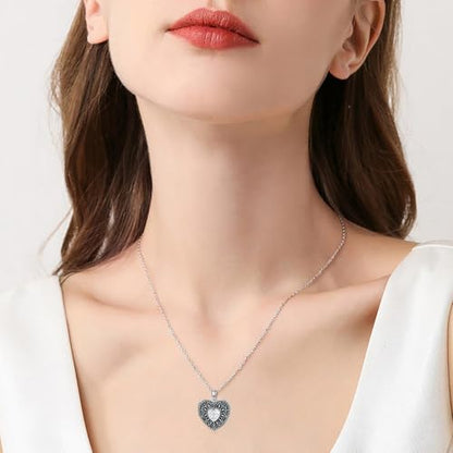 Heart Photo Locket Necklace 925 Sterling Silver Birthstone Gemstone That Holds 2 Pictures Locket Necklace Jewelry Gifts for Mother Women Mom Mother's Day Christmas Birthday - style: 04-April-Simulated Diamond-Customize