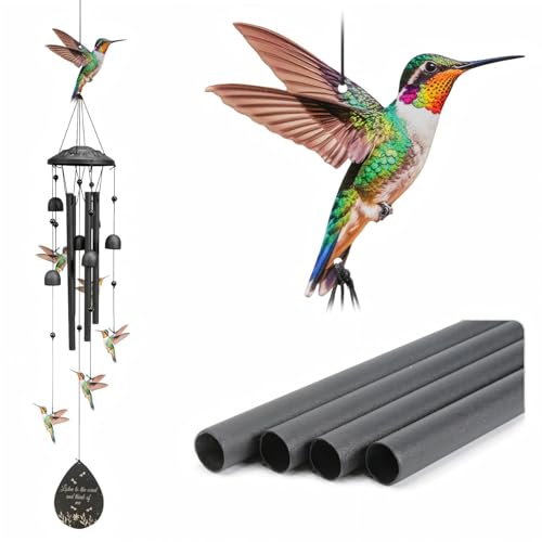 Hummingbird Wind Chimes Outdoor Durable Metal Windchimes Garden Patio Decor | Hummingbirds Gifts for Women/Men, Garden/Yard Decor, Memorial/Birthday Gifts for Grandma/Mom, Birds Chimes for Outside - color: Hummingbird