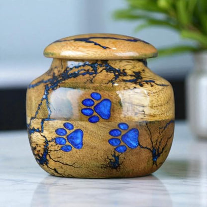 Wooden Cremation Urn for Pet Ashes – Resin Keepsake Urn for Dogs – Decorative Burial and Memorial Box (Medium - 80 lbs) - size: Medium - 100 lbs
