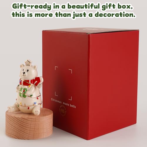 Music Box Figurine, Sculpted Hand-Painted Musical Figure Plays You are Jingle Bells Tune Christmas Anniversary, Birthday Gifts for Daughter Son Mom Dad Kids (Bear) - color: Bear