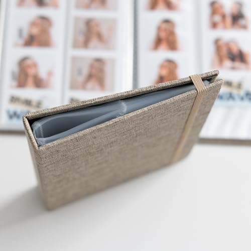 Hardcover Linen Photo Booth Photo Album - For Wedding or Party - Holds 80 Photobooth 2x6 Photo Strips - Slide In (LINEN BEIGE, 2X6) - color: LINEN BEIGE