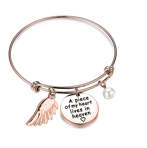 Memorial Jewelry Sympathy Gift A Piece of My Heart Lives In Heaven Lariat Y Necklace Loss Jewelry Gift - color: a piece bracelet rg