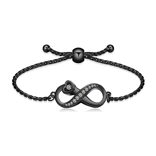 Urn for Ashes Infinity Bracelet for Women Girl Cubic Zirconia Cremation Keepsake Jewelry Gift for Human - color: Black