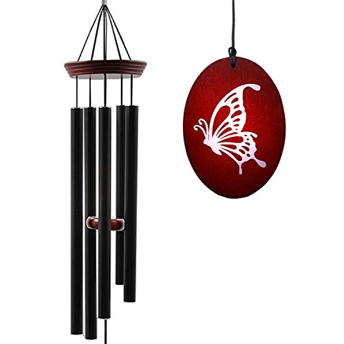 Butterfly Wind Chimes for Outside, 33" Outdoor Wind Chimes | Tuned Soothing Melody, Beautiful Garden Patio Yard Decoration, Thoughtful Gift for Mom Grandma and Butterfly Lovers - color: 33" Red Butterfly