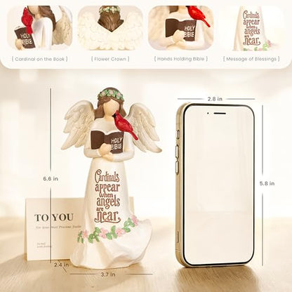 Cardinal Gifts for Women Angel Cardinal Figurine Decor Memorial Sympathy Gifts for Loss of Loved One Book Design Angel with Cardinal - style: Book Design Angel with Cardinal