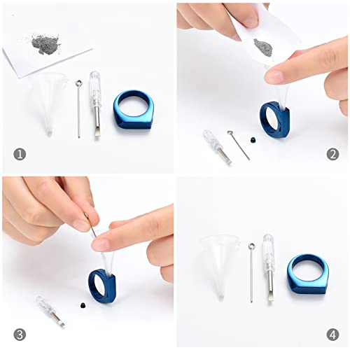 Minicremation Cremation Jewelry for Ashes Geometry Simple Style Memorial Urn Ring Ashes Holder with Fill Kit Keepsake Cremation Ring for Men - color: Blue