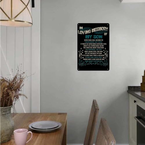 In Loving Memory Aluminum Wall Decor 8x12 Inch Memorial Keepsake for Deceased Loved One Retro Style Remembrance Plaque with Heartfelt Verse for Home Wall Hanging Sympathy Gift for Bereaved Family