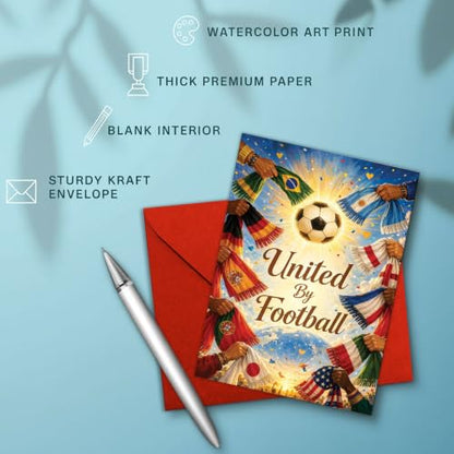 United By Football Soccer Card, Ball Fan Greeting Celebration Gift | Soccer Greeting Card For Football Fan, International Sports Card, Soccer Lover Gift Card, United By Football Team Spirit Card - color: sport13