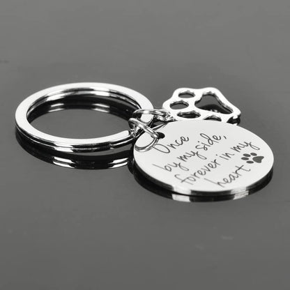 Kefley Loss of Dog Sympathy Gift Pet Memorial Keychain Cat Dog Remembrance Bereavement Gifts Pet Memorial Keepsake Once by My Side Forever in My Heart Key Chain