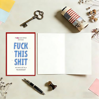 Funny Congrats Card, New Home Card, New Job Card, Good Luck Card, Traveling, College, Moving，A Very Wise Woman Went off on a New Adventure, - color: DTK-302