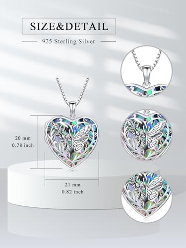 Dorunmo Locket Necklace 925 Sterling Silver Pictures Photo Keep Someone Near to You Custom Lockets Mother's Day Jewelry Personalized Photo Locket Gifts - color: I-Butterfly-Abalone, style: Locket Only