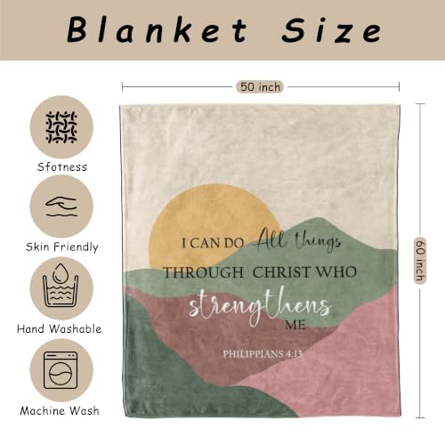 HIWX Boho Christian Inspirational Throw Blanket 50x60 Inches - color: All Things 1, size: 50“L x 60”W
