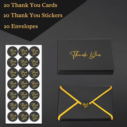 Mr. Pen- Blank Thank You Cards with Envelopes, 20 Pack, 4x6 | Gold Foil Thank You Notes with Envelopes, Black Wedding Thank You Cards Wedding, Thank You Note Cards, Fathers Day Gift - color: Black