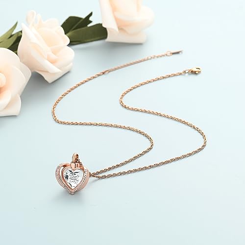 shajwo Angel Wing Heart Urn Ashes Necklace for Women Men | Cremation Jewelry,Birthstone Necklace of Loved One,Memorial Pendant for Human Pet - color: Rose Gold-White