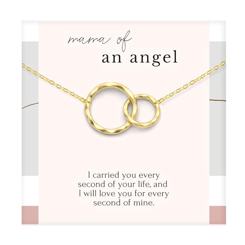 Miscarriage Memorial Necklace Jewelry Gifts for mothers Loss of Twins Infant Stillborn Angel Baby Pregnancy Multiple Miscarriage interlocking Circles linked Sympathy Bereavement Remembrance - color: 14K GOLD VERMEIL, style: MAMA OF AN ANGEL