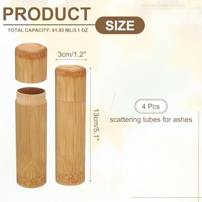 uxcell 4pcs Bamboo Scattering Urn, 5.1" x 1.2" Small Cremation Tube with Lid Mini Keepsake Brown for Male Female Pet Dog Brown - size: 5.1" x 1.2"
