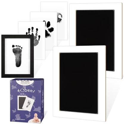 2 Park Baby Footprint Kit with 1 Wooden Frame, No Mess Inkless Hand and Footprint Kit, Clean-Touch Ink Pads for Fingerprint Stamps, Paw Print Kit for Dogs Cats, Baby Shower Gifts Keepsake for New Mom - size: M-2park