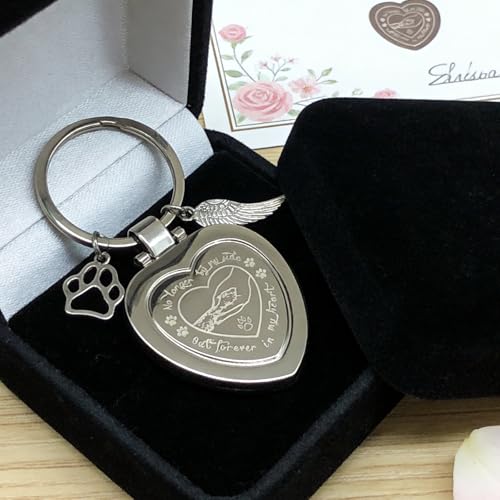 Pet Memorial Keychain for Dog or Cat, Magnetic Photo Locket Sympathy | Unique Hand-in-Hand Heart Design with Meaningful Wording,High-Quality Magnetic Cover,Pet Memorial Gift for Loss of Dog or Cat