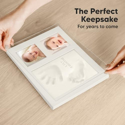 Baby Hand and Footprint Kit,Quick Dry Clay Baby Footprint Kit (Ash Wood) | Pets Paw Kit, Newborn Keepsake Picture Frame for Boys, Girls, Personalized New Mom Gifts for Shower & Registry, Grandparents - color: Ash Wood