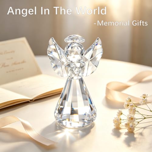 3'' Crystal Guardian Angel Figurine Gift For Women Christmas Angel Statue | Clear,Crystal Figurines Collectibles,Glass Angel Ornaments For Whimsical Home Decor Memorial Gift - style: Clear Angel